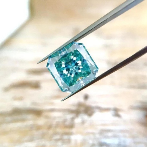 Loose Moissanite Blue Clean Square Radiant Cut 11.00 MM