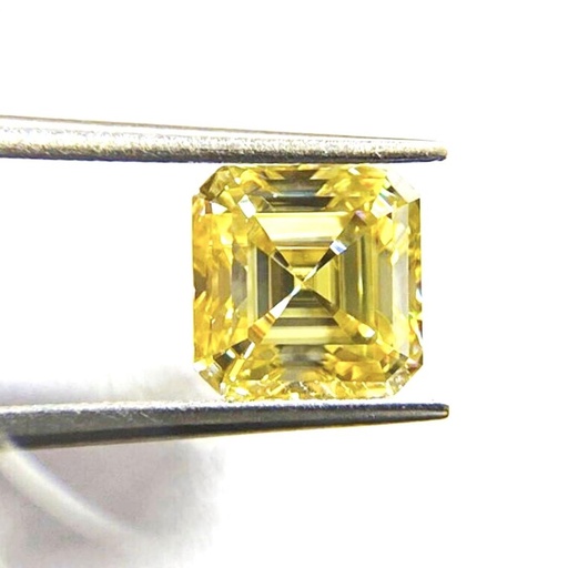 Loose Moissanite Canary Yellow Clean Asscher Cut 5.00 MM